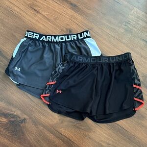 Under Armour Women's White and Gray Athletic Shorts Set